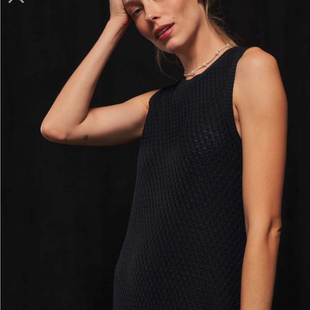 RicherPoorer - Women's Crochet Knit Column Dress - Black - Sz M